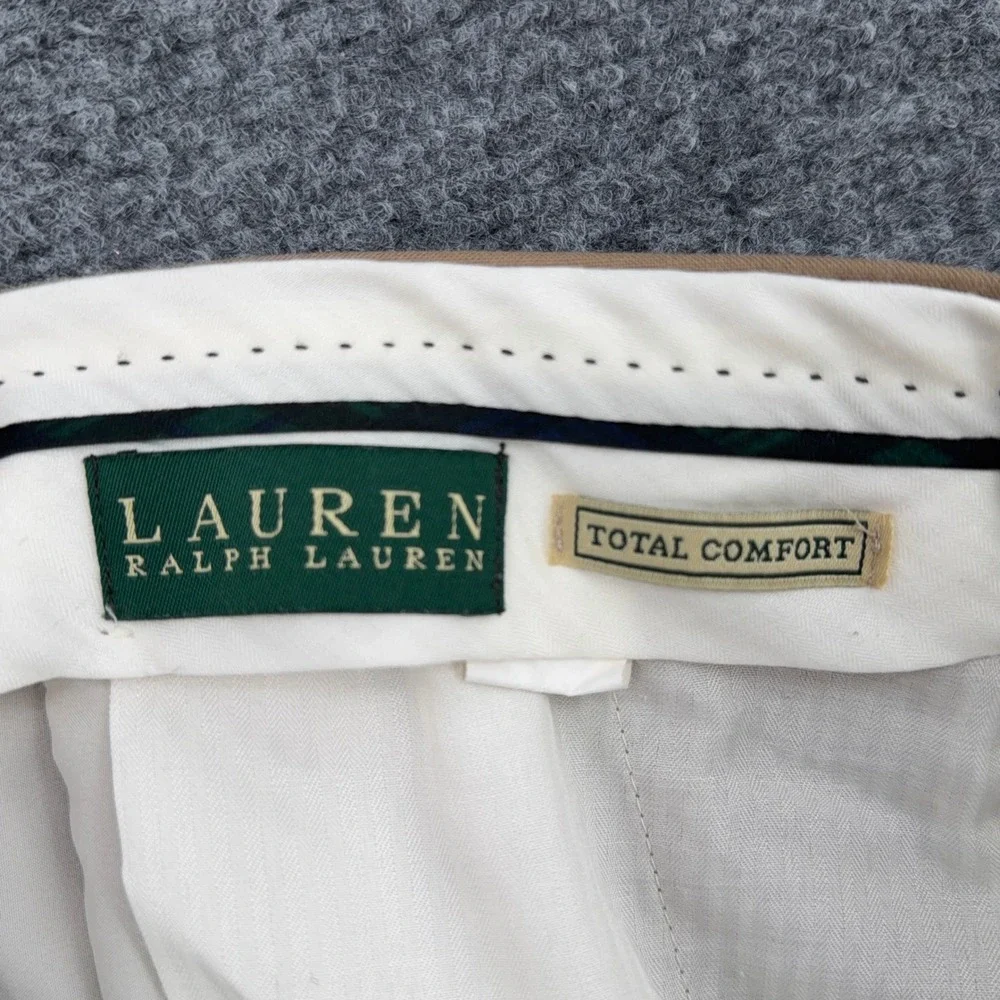 Lauren Ralph Lauren Pleated Dress Pants Mens 34/30 100% Wool Tan‎ Cuffed 10541